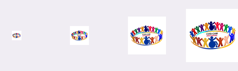 Complete logo at four device icon sizes